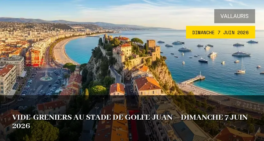 Affiche de l'événement : Vide-greniers au Stade de Golfe-Juan – Dimanche 7 Juin 2026