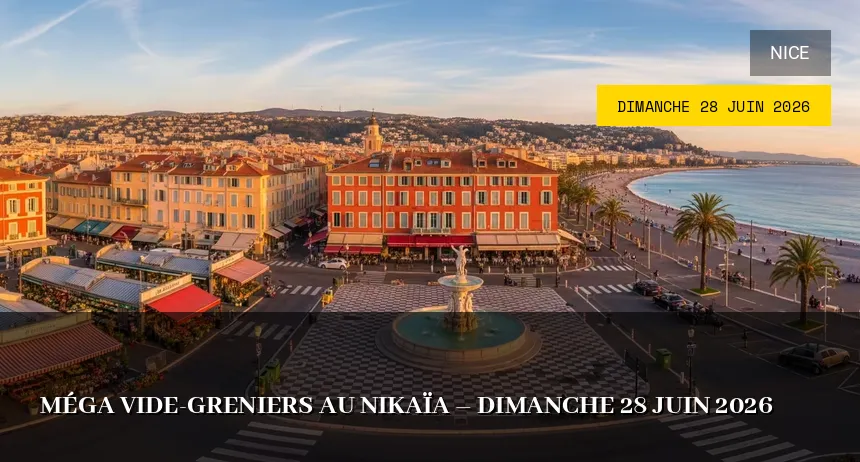 Affiche de l'événement : Méga Vide-greniers au Nikaïa – Dimanche 28 Juin 2026
