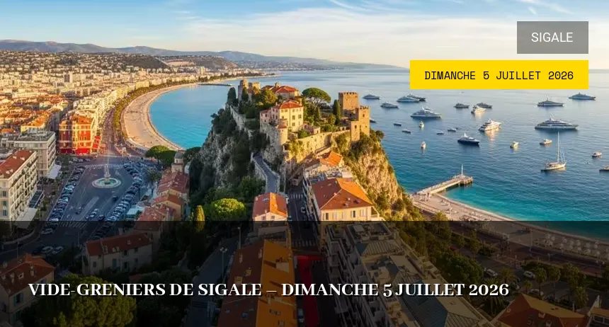 Affiche de l'événement : Vide-greniers de Sigale – Dimanche 5 Juillet 2026