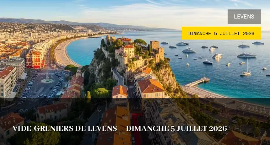 Affiche de l'événement : Vide-greniers de Levens – Dimanche 5 Juillet 2026