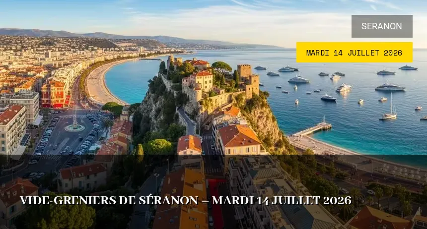 Affiche de l'événement : Vide-greniers de Séranon – Mardi 14 Juillet 2026