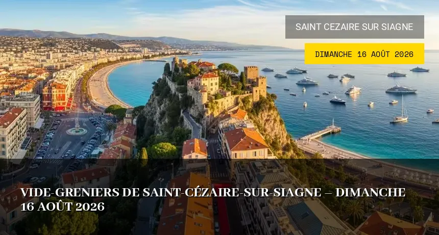 Affiche de l'événement : Vide-greniers de Saint-Cézaire-sur-Siagne – Dimanche 16 Août 2026