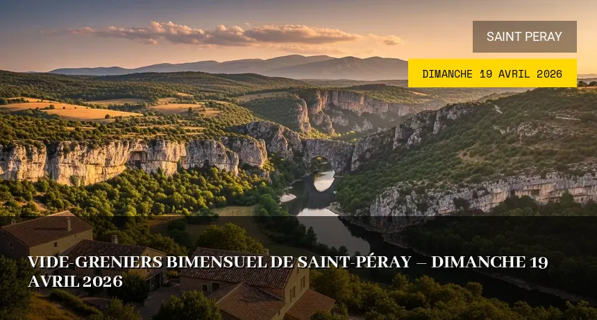Affiche de l'événement : Vide-greniers bimensuel de Saint-Péray – Dimanche 19 Avril 2026