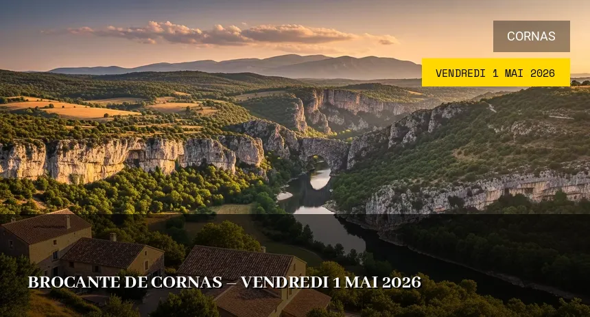 Affiche de l'événement : Brocante de Cornas – Vendredi 1 Mai 2026