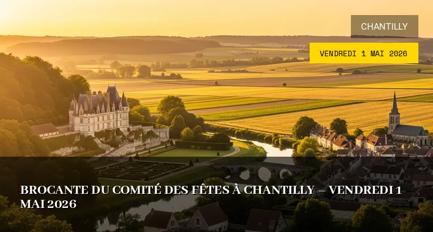 Affiche de l'événement : Brocante du Comité des Fêtes à Chantilly – Vendredi 1 Mai 2026
