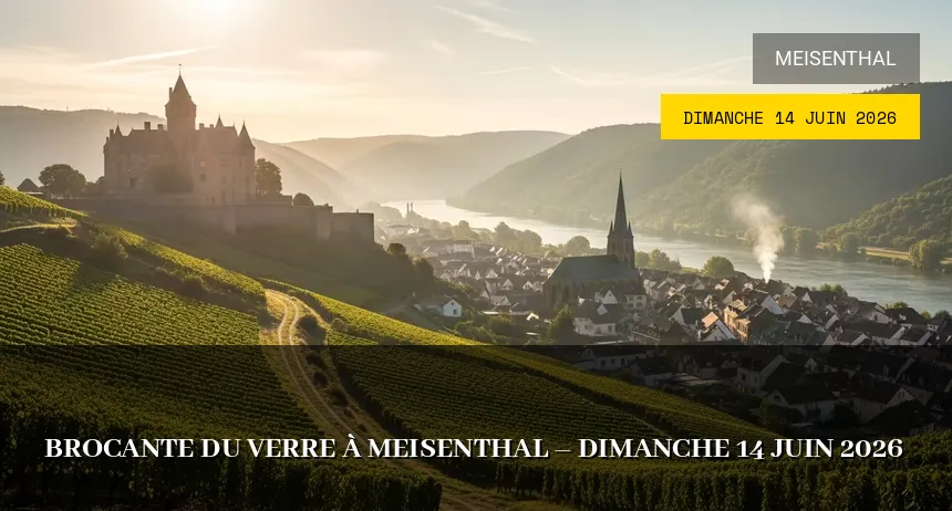 Affiche de l'événement : Brocante du Verre à Meisenthal – Dimanche 14 Juin 2026
