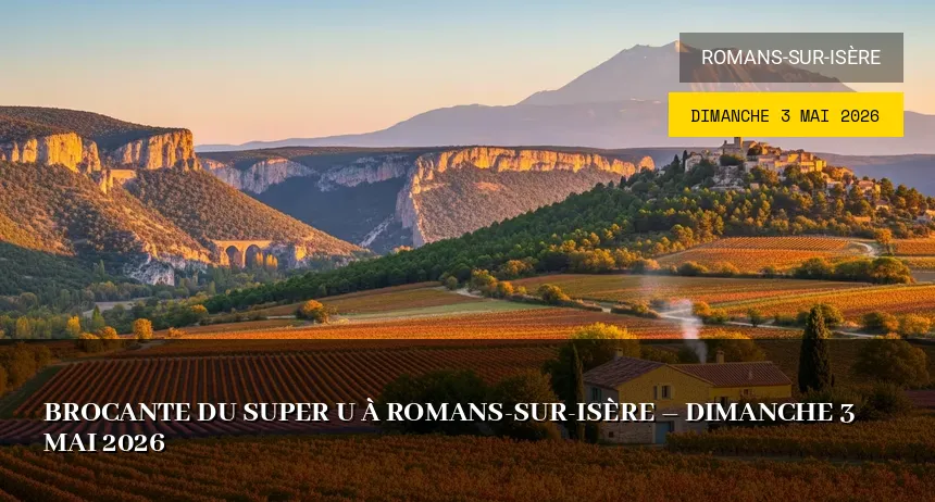 Affiche de l'événement : Brocante du Super U à Romans-sur-Isère – Dimanche 3 Mai 2026