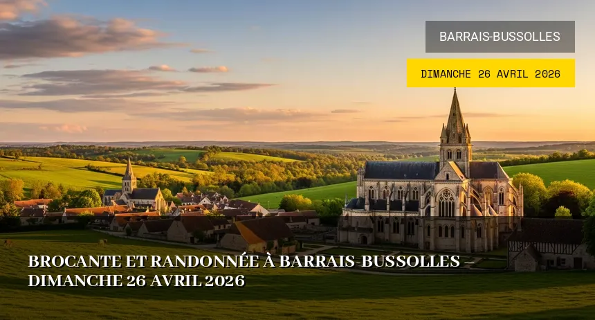 Affiche de l'événement : Brocante et Randonnée à Barrais-Bussolles – Dimanche 26 Avril 2026