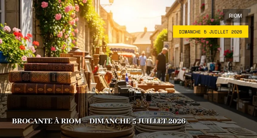 Affiche de l'événement : Brocante à Riom – Dimanche 5 Juillet 2026