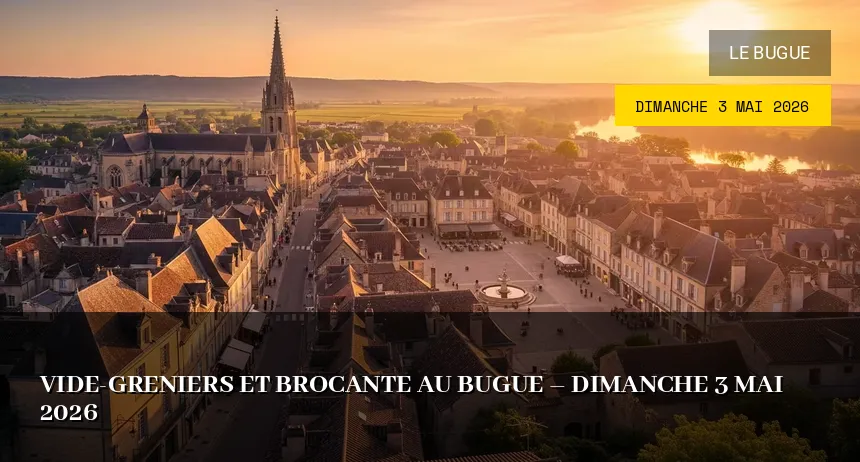 Affiche de l'événement : Vide-greniers et Brocante au Bugue – Dimanche 3 Mai 2026