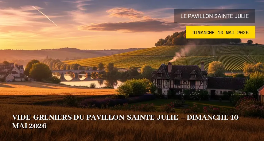 Affiche de l'événement : Vide-greniers du Pavillon-Sainte-Julie – Dimanche 10 Mai 2026