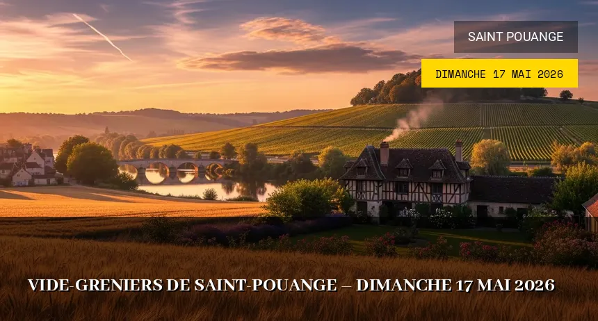 Affiche de l'événement : Vide-greniers de Saint-Pouange – Dimanche 17 Mai 2026