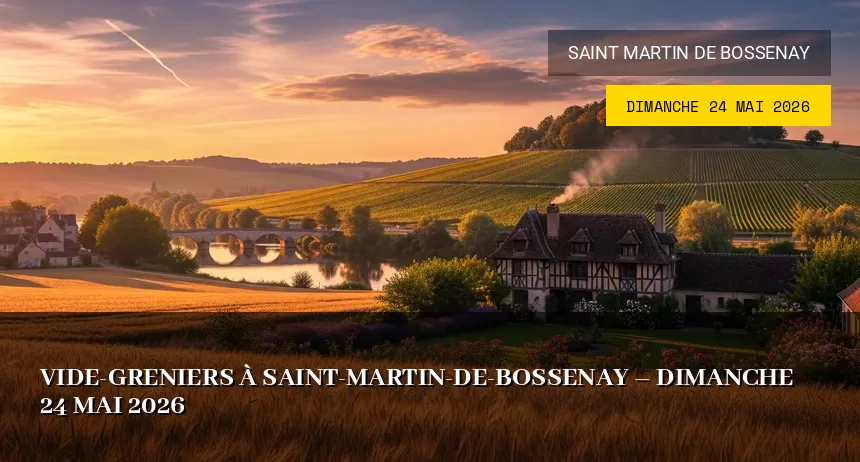 Affiche de l'événement : Vide-greniers à Saint-Martin-de-Bossenay – Dimanche 24 Mai 2026