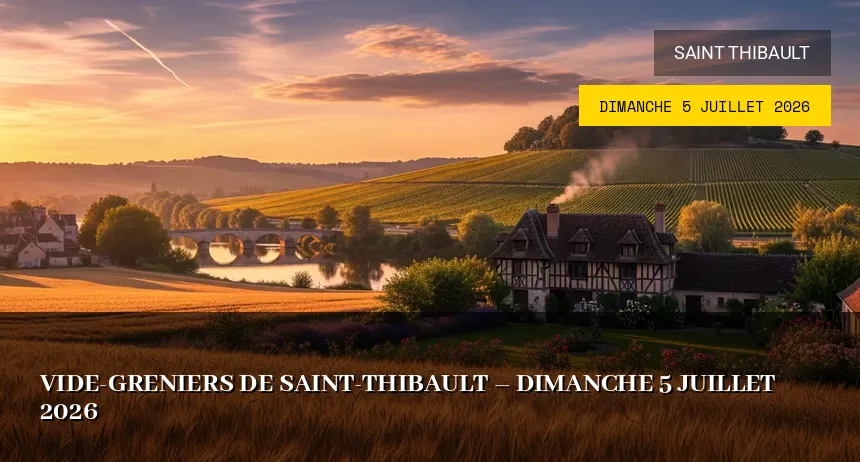Affiche de l'événement : Vide-greniers de Saint-Thibault – Dimanche 5 Juillet 2026