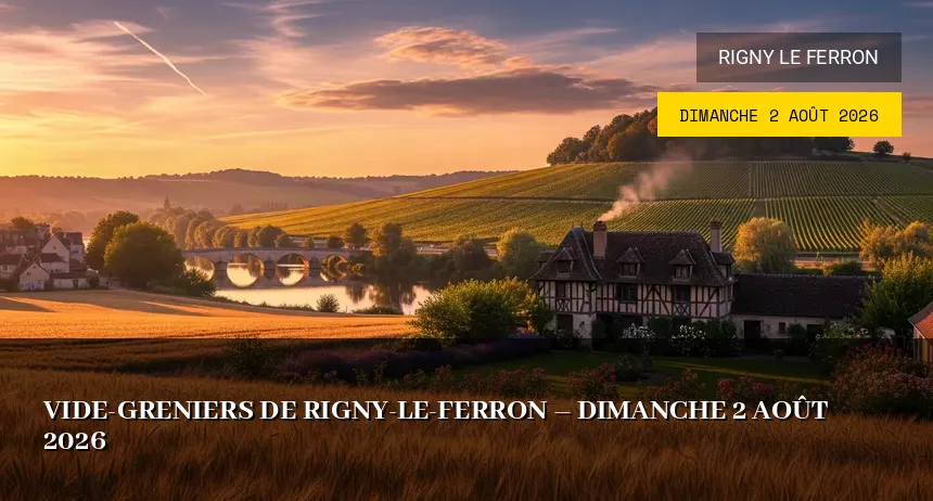 Affiche de l'événement : Vide-greniers de Rigny-le-Ferron – Dimanche 2 Août 2026