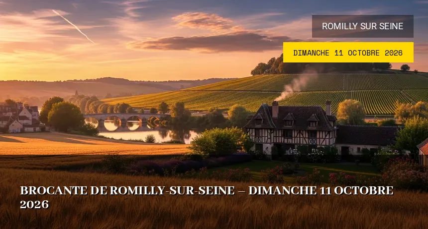 Affiche de l'événement : Brocante de Romilly-sur-Seine – Dimanche 11 Octobre 2026