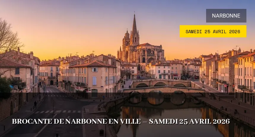 Affiche de l'événement : Brocante de Narbonne en ville – Samedi 25 Avril 2026