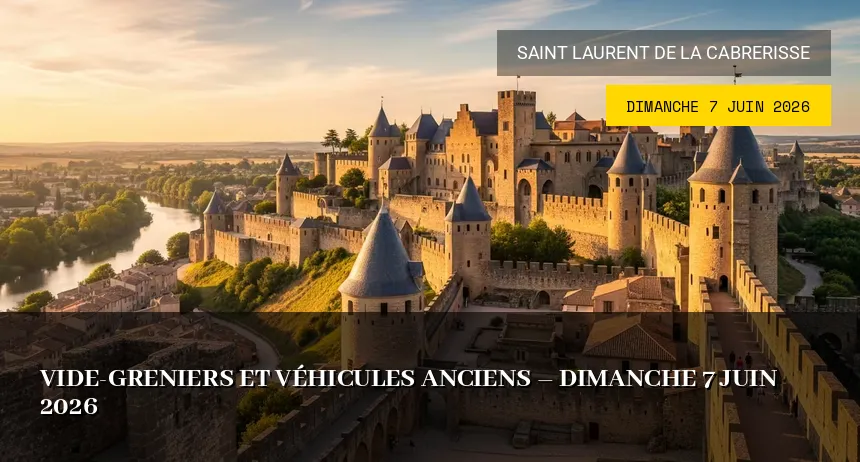 Affiche de l'événement : Vide-greniers et véhicules anciens – Dimanche 7 Juin 2026