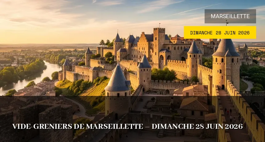Affiche de l'événement : Vide-greniers de Marseillette – Dimanche 28 Juin 2026