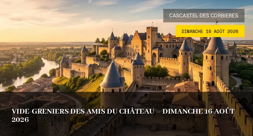 Affiche de l'événement : Vide-greniers des Amis du Château – Dimanche 16 Août 2026