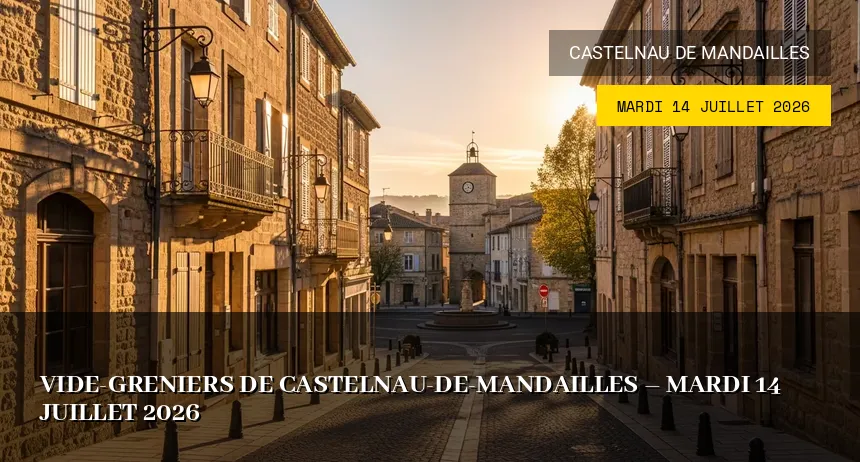 Affiche de l'événement : Vide-greniers de Castelnau-de-Mandailles – Mardi 14 Juillet 2026