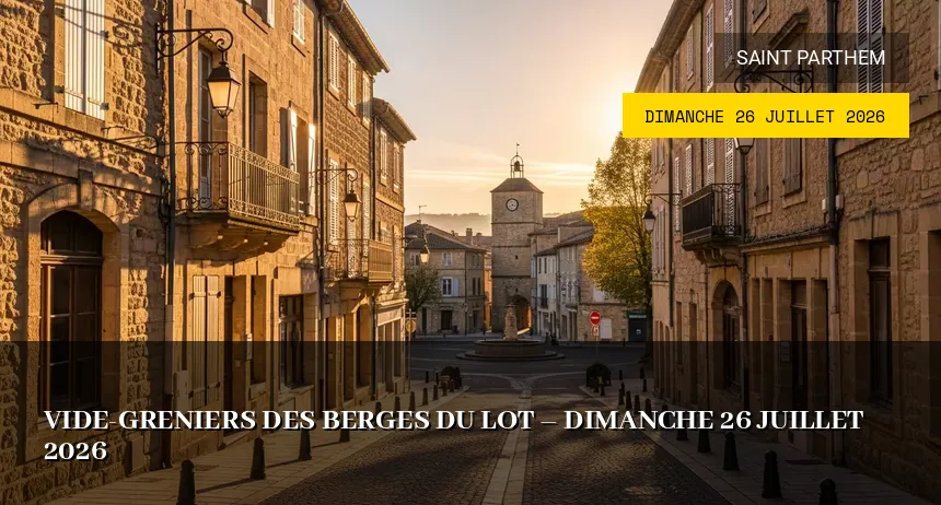 Affiche de l'événement : Vide-greniers des berges du Lot – Dimanche 26 Juillet 2026