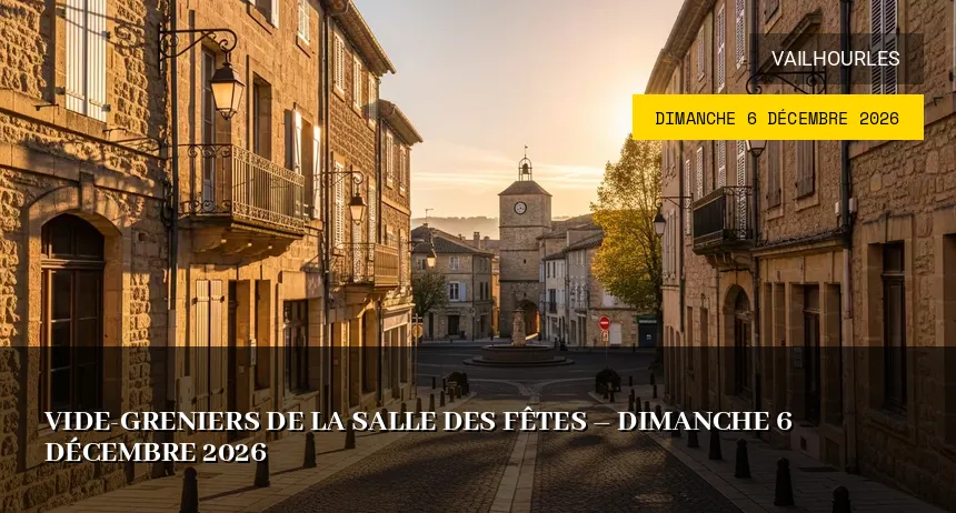 Affiche de l'événement : Vide-greniers de la Salle des Fêtes – Dimanche 6 Décembre 2026