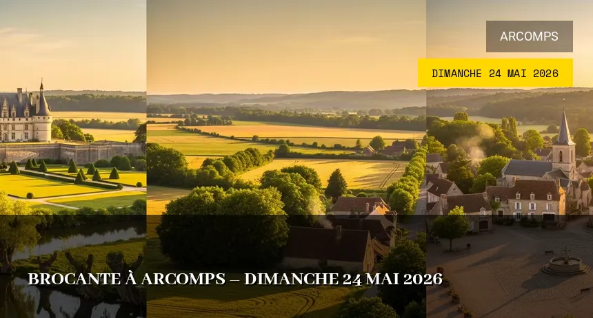 Affiche de l'événement : Brocante à Arcomps – Dimanche 24 Mai 2026