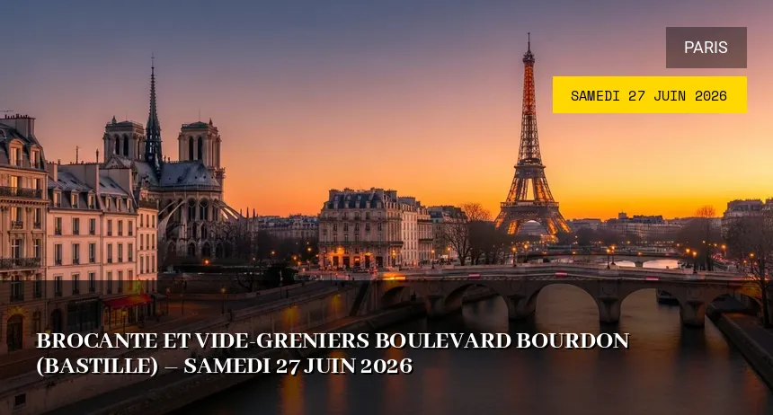 Affiche de l'événement : Brocante et vide-greniers boulevard Bourdon (Bastille) – Samedi 27 Juin 2026