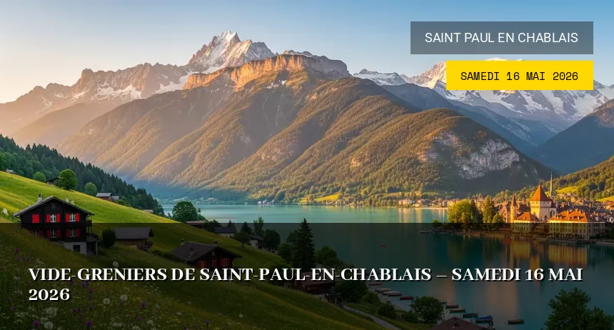 Affiche de l'événement : Vide-greniers de Saint-Paul-en-Chablais – Samedi 16 Mai 2026