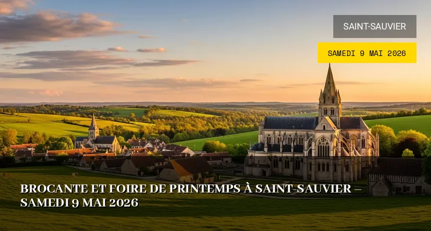 Affiche de l'événement : Brocante et Foire de Printemps à Saint-Sauvier – Samedi 9 Mai 2026
