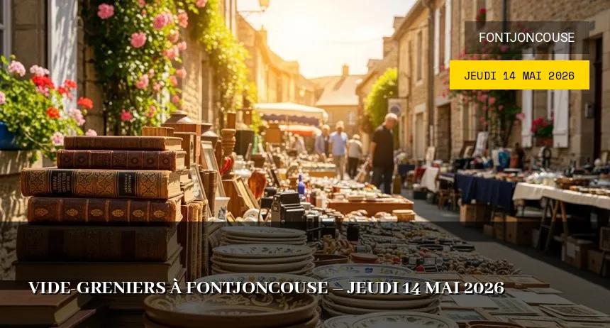 Affiche de l'événement : Vide-greniers à Fontjoncouse – Jeudi 14 Mai 2026
