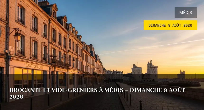 Affiche de l'événement : Brocante et Vide-greniers à Médis – Dimanche 9 Août 2026