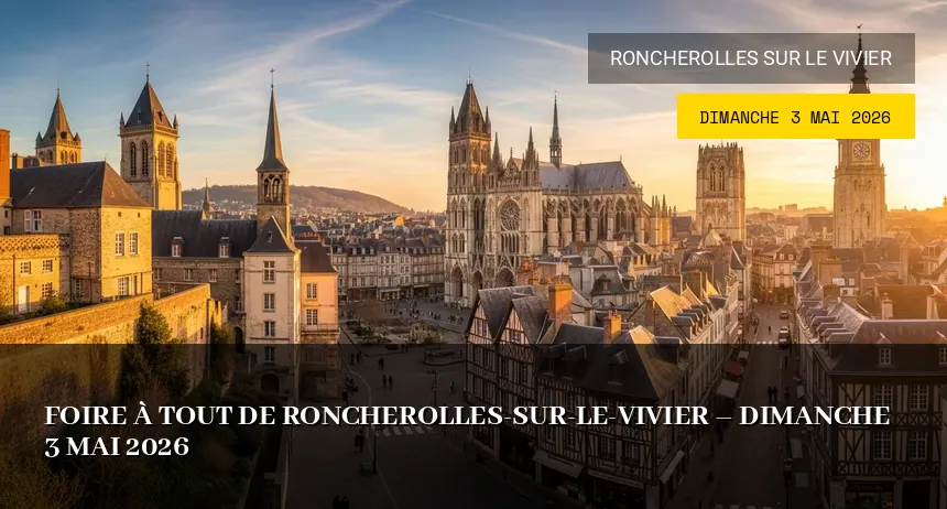 Affiche de l'événement : Foire à tout de Roncherolles-sur-le-Vivier – Dimanche 3 Mai 2026