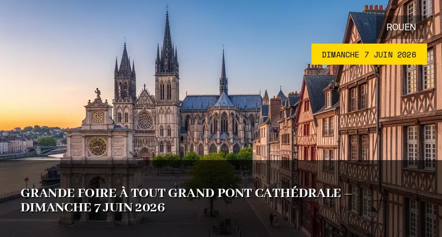 Affiche de l'événement : Grande foire à tout Grand Pont Cathédrale – Dimanche 7 Juin 2026