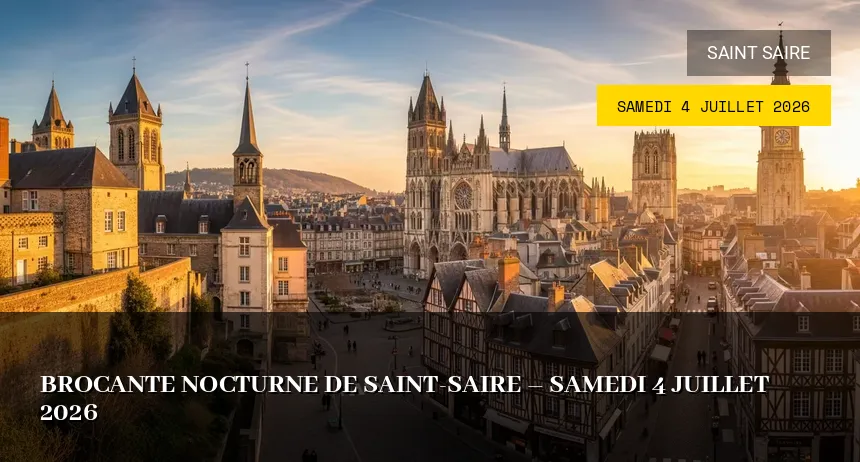 Affiche de l'événement : Brocante Nocturne de Saint-Saire – Samedi 4 Juillet 2026