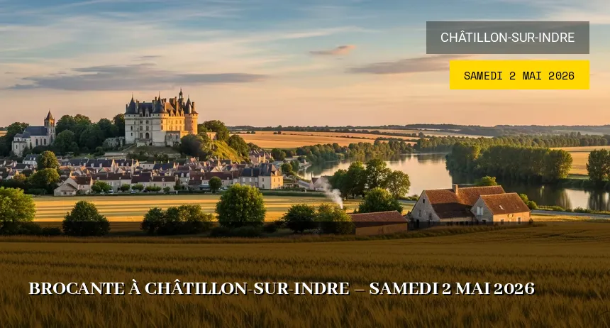 Affiche de l'événement : Brocante à Châtillon-sur-Indre – Samedi 2 Mai 2026