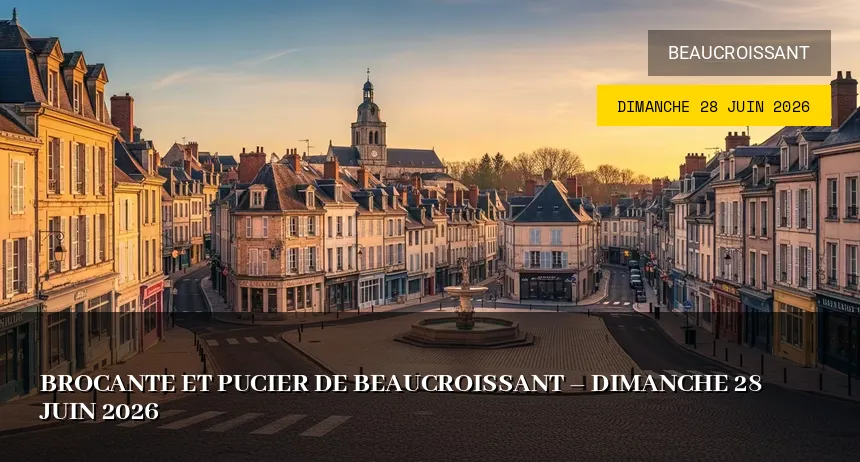 Affiche de l'événement : Brocante et pucier de Beaucroissant – Dimanche 28 Juin 2026