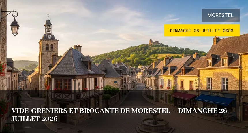 Affiche de l'événement : Vide-greniers et Brocante de Morestel – Dimanche 26 Juillet 2026