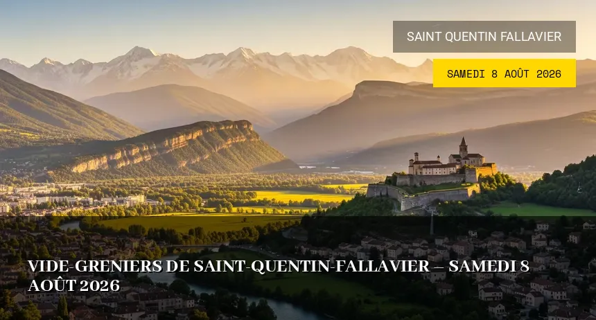 Affiche de l'événement : Vide-greniers de Saint-Quentin-Fallavier – Samedi 8 Août 2026