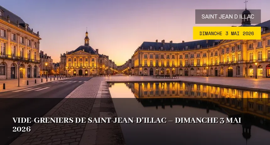 Affiche de l'événement : Vide-greniers de Saint-Jean-d&rsquo;Illac – Dimanche 3 Mai 2026