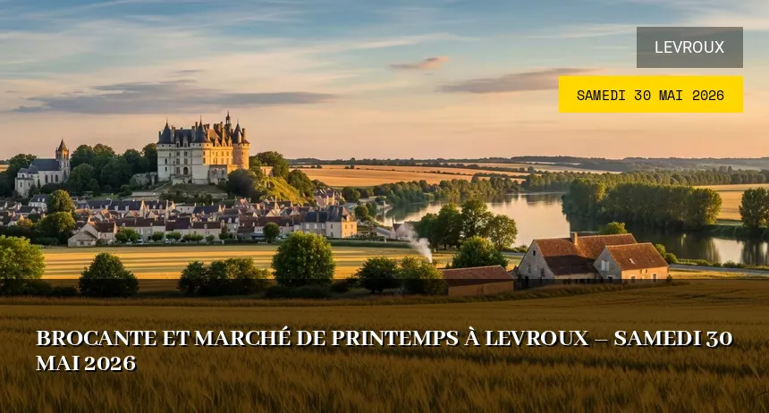 Affiche de l'événement : Marché de Printemps et Brocante à Levroux – Samedi 30 Mai 2026