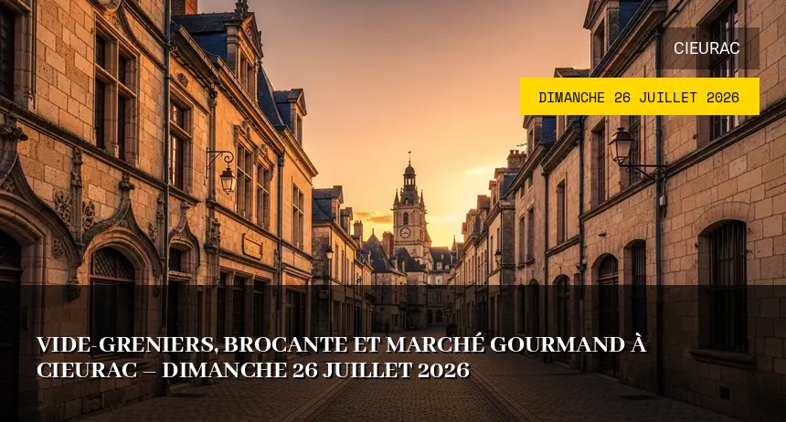 Affiche de l'événement : Vide-Greniers, Brocante et Marché Gourmand à Cieurac – Dimanche 26 Juillet 2026