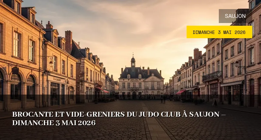 Affiche de l'événement : Brocante et Vide-Greniers du Judo Club à Saujon – Dimanche 17 Mai 2026
