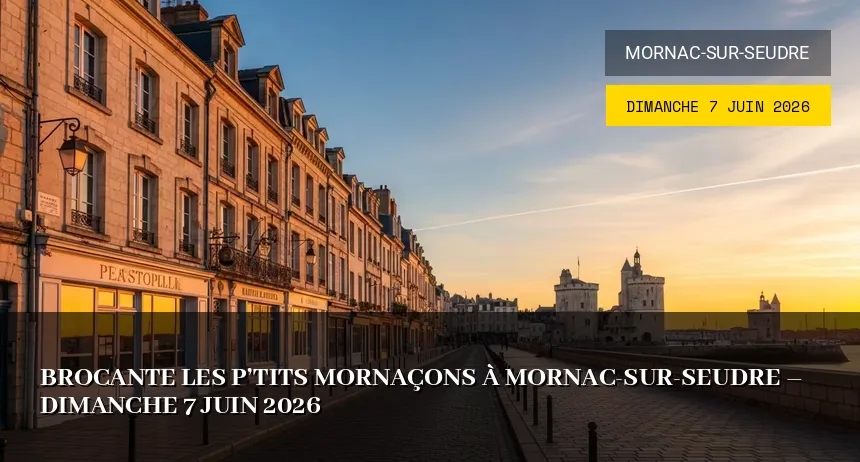 Affiche de l'événement : Brocante les P&rsquo;tits Mornaçons à Mornac-sur-Seudre – Dimanche 7 Juin 2026