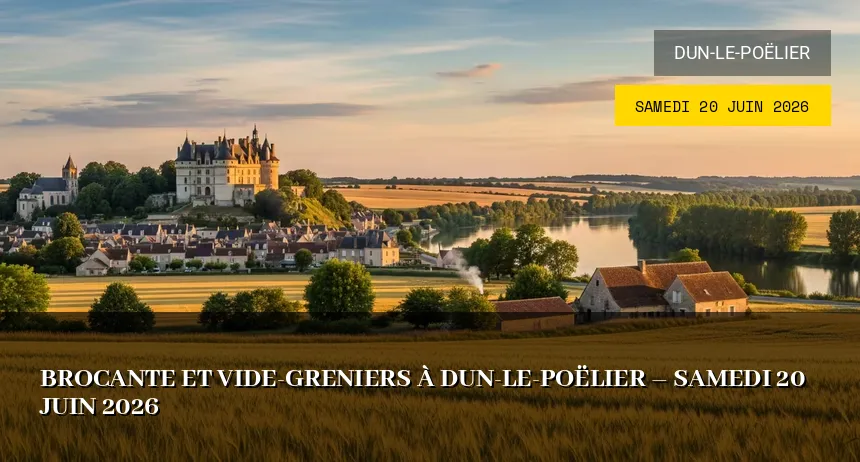 Affiche de l'événement : Brocante Broc Dun&rsquo;gue à Dun-le-Poëlier – Samedi 20 Juin 2026