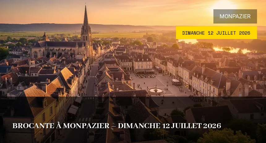 Affiche de l'événement : Brocante à Monpazier – Dimanche 12 Juillet 2026