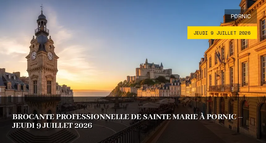 Affiche de l'événement : Brocante Professionnelle à Pornic – Jeudi 9 Juillet 2026