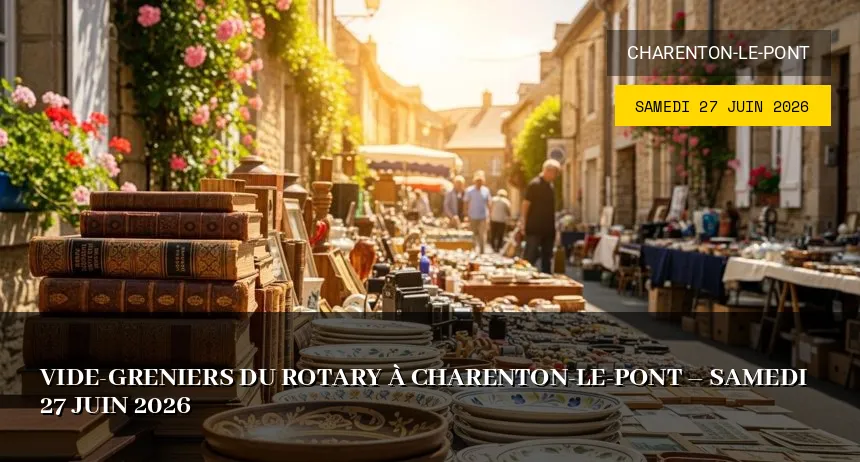 Affiche de l'événement : Vide-greniers du Rotary à Charenton-le-Pont – Samedi 27 Juin 2026