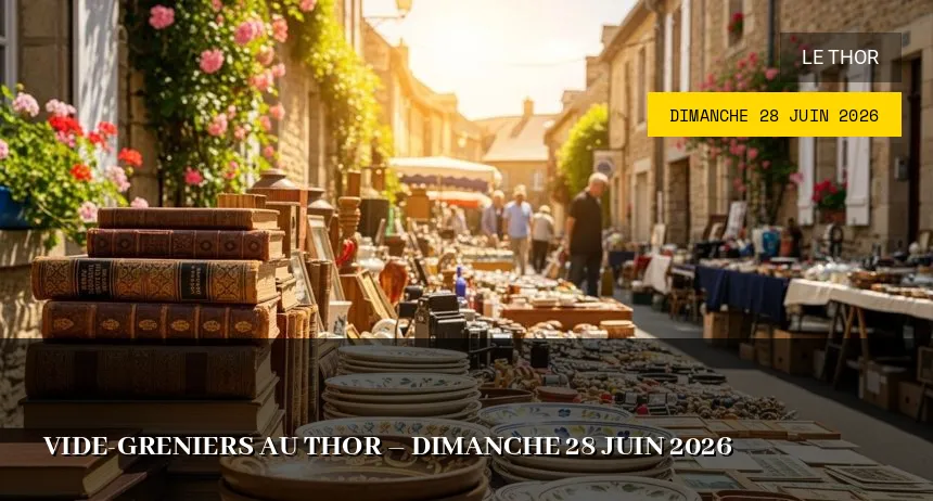 Affiche de l'événement : Vide-greniers au Thor – Dimanche 28 Juin 2026